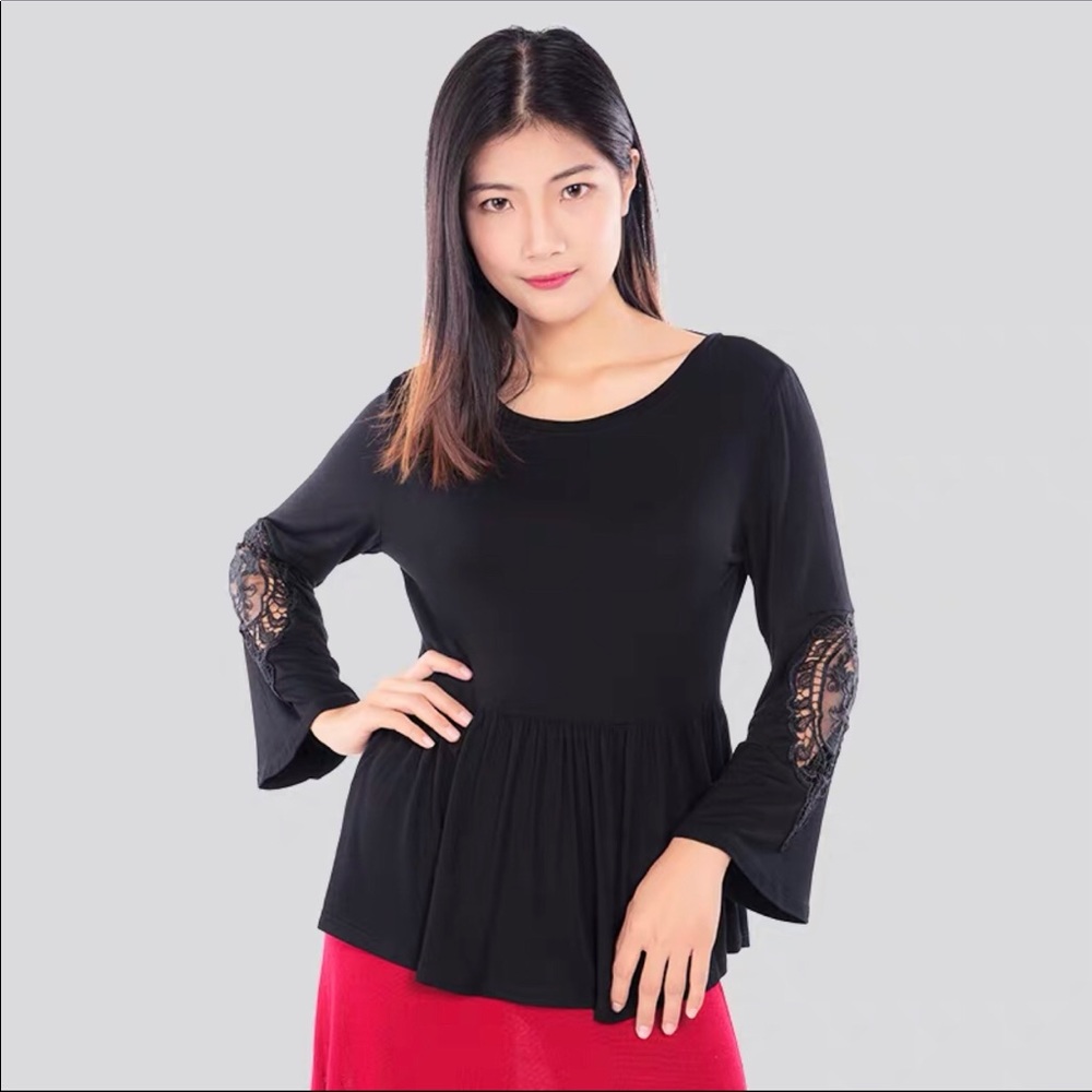 Back v bell sleeve top